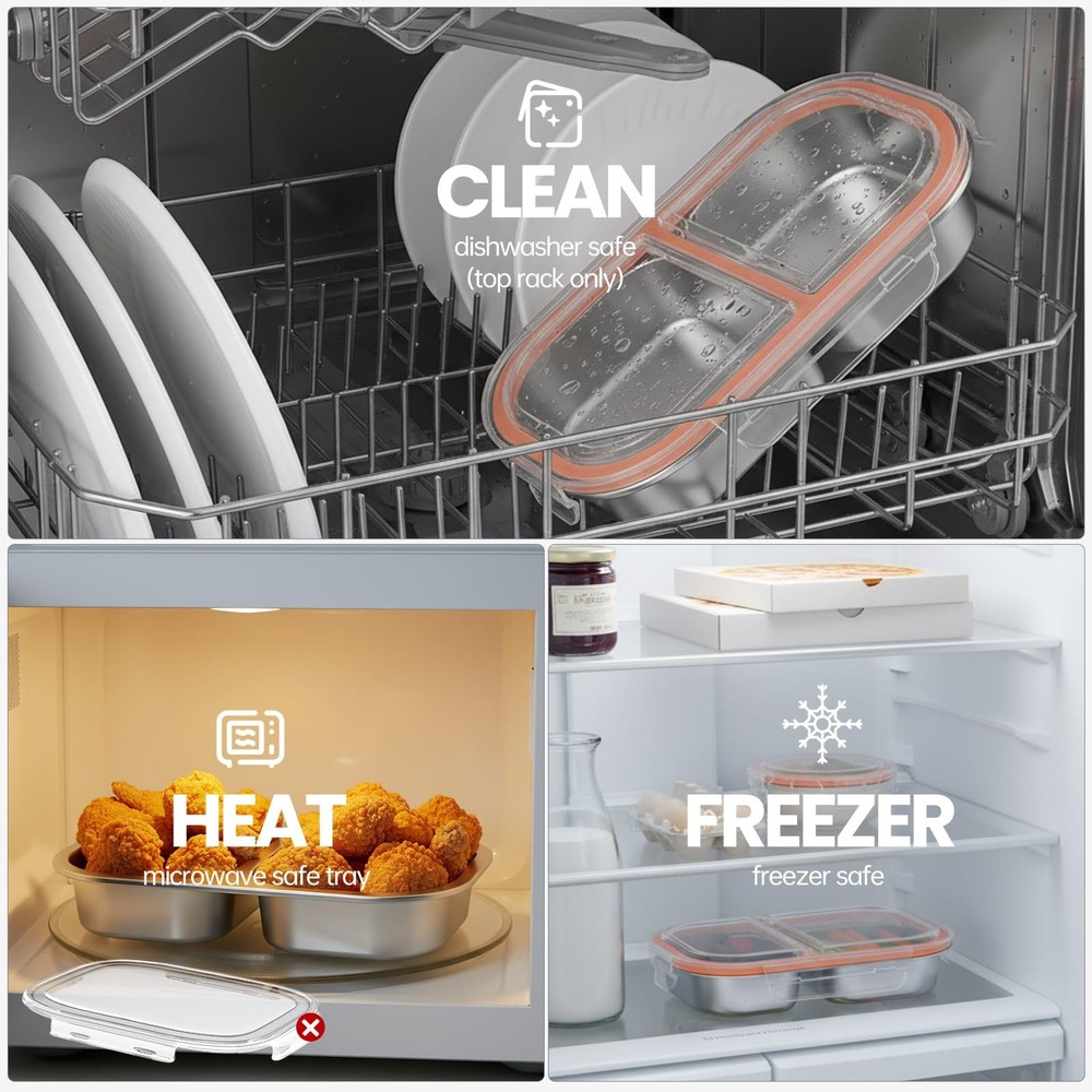 CODIEKEY Snackle Box Container,Dishwasher,Reusable Snack 1 pack, White&Orange