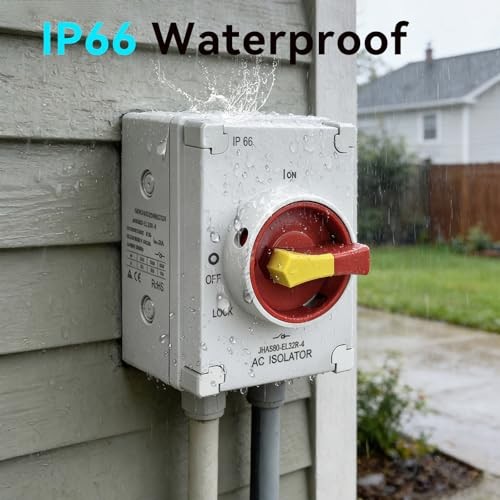 UL-Listed 32Amp Disconnect Switch 800V AC; IP66 Waterproof; 32Amp 4-Pole