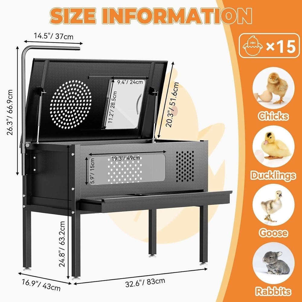 Chicken Brooder Box - Stand-Up Brooder Pen for Chick Brooder with Lamp Stand & R
