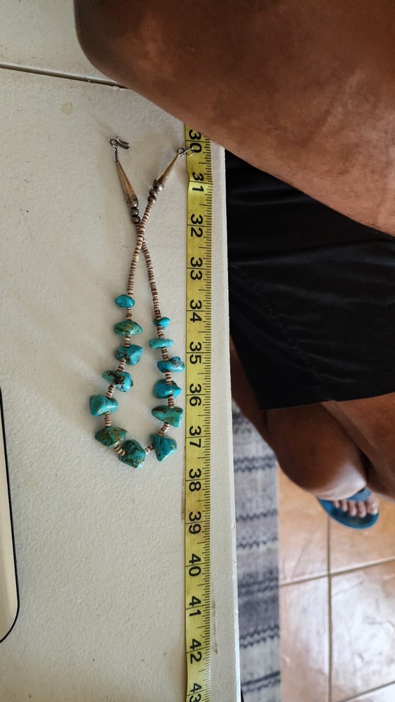 native american turquoise and shell necklace vintage