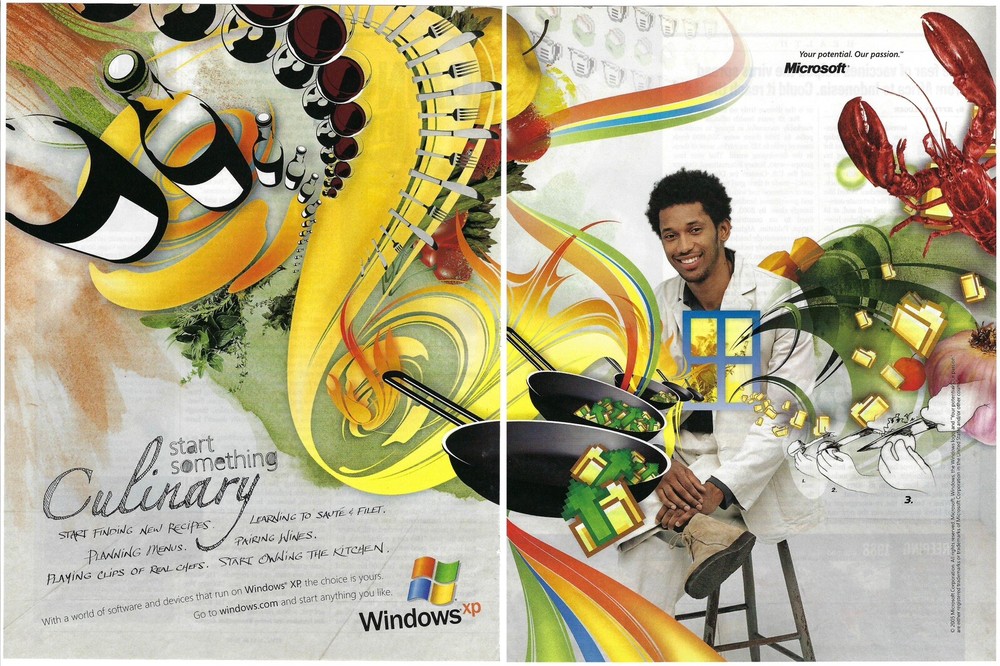 2005 Microsoft Windows XP Start Something Culinary Recipes Retro Print Ad/Poster