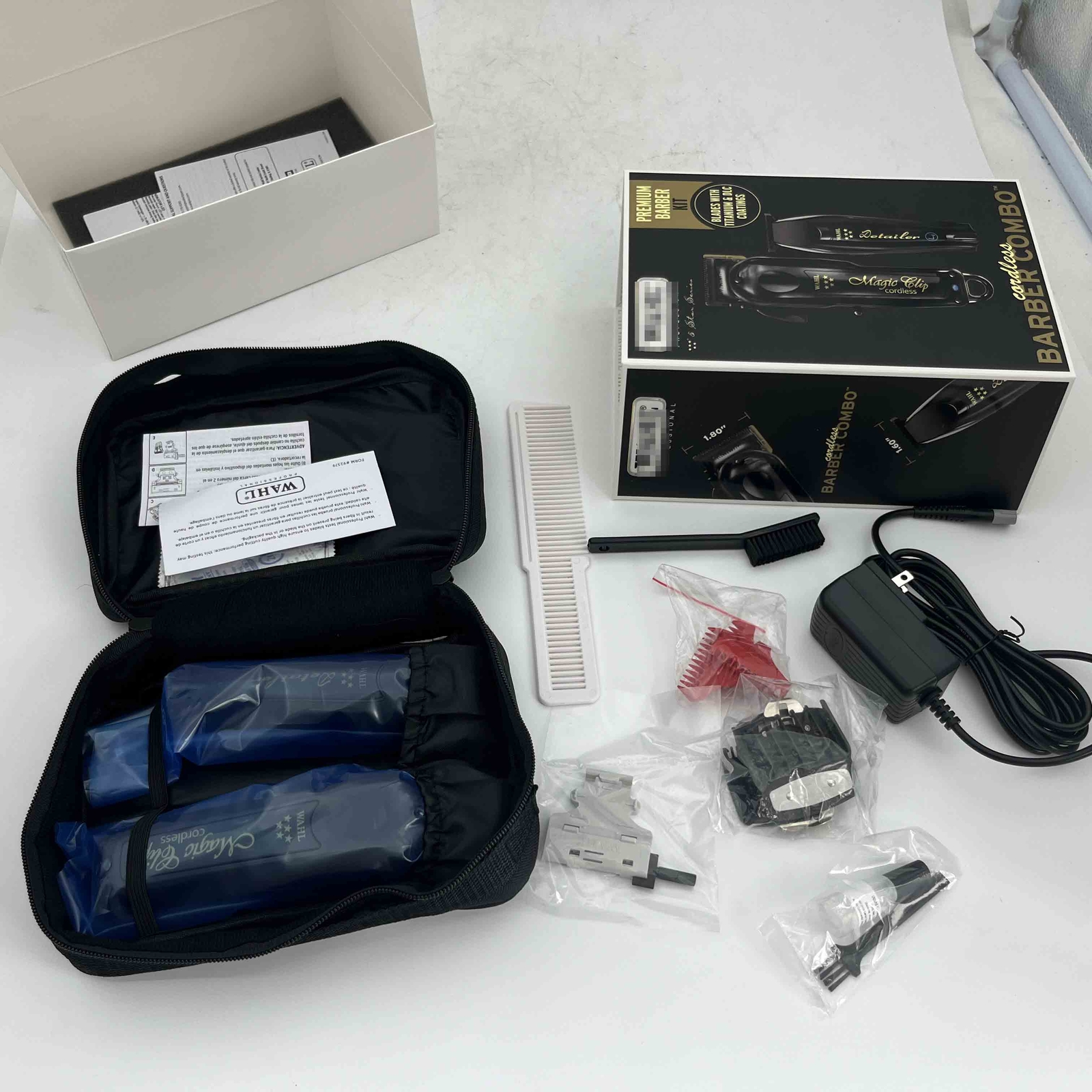 Wahl 5 Star Barber Combo Black Cordless Magic Clip Detailer Trimmer Set 3025397