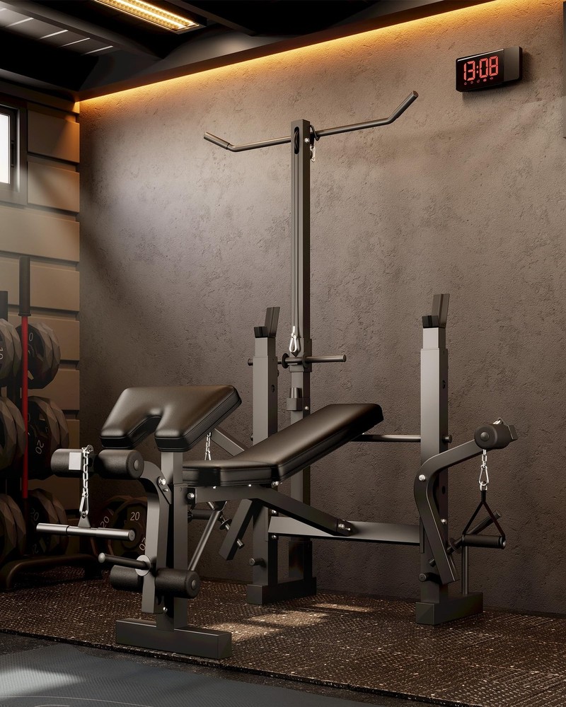 Weight Bench Set with Squat Rack & Leg Extension Bench Press Set ,Training Bench