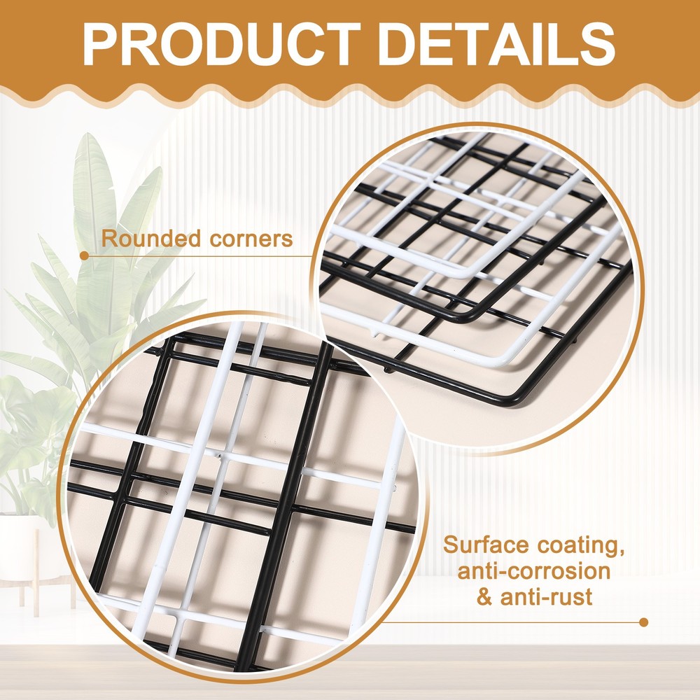 12x16 in Wall Grid Panel, 6 Pack Wire Grid Panel Shelf Board Metal, White