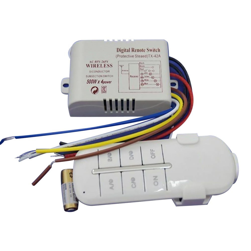 4-Way ON/OFF AC 110V-240V Light Digital Wireless Wall Switch with Remote Control