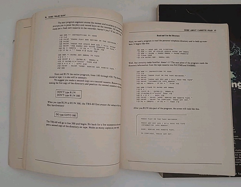 TRS-80 Advanced Level II Basic & Programming in Style - (2) Radio Shack Books PB