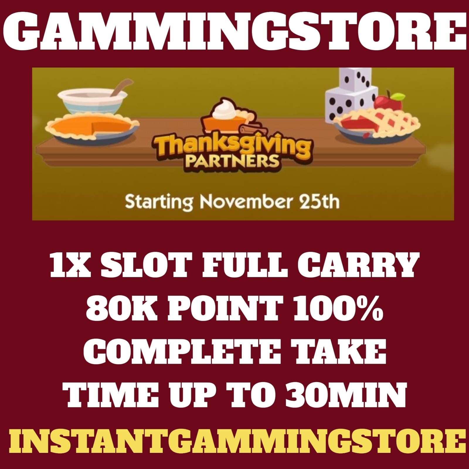 All types of thanksgiving partners event slot available Mono_poly Go Stickers