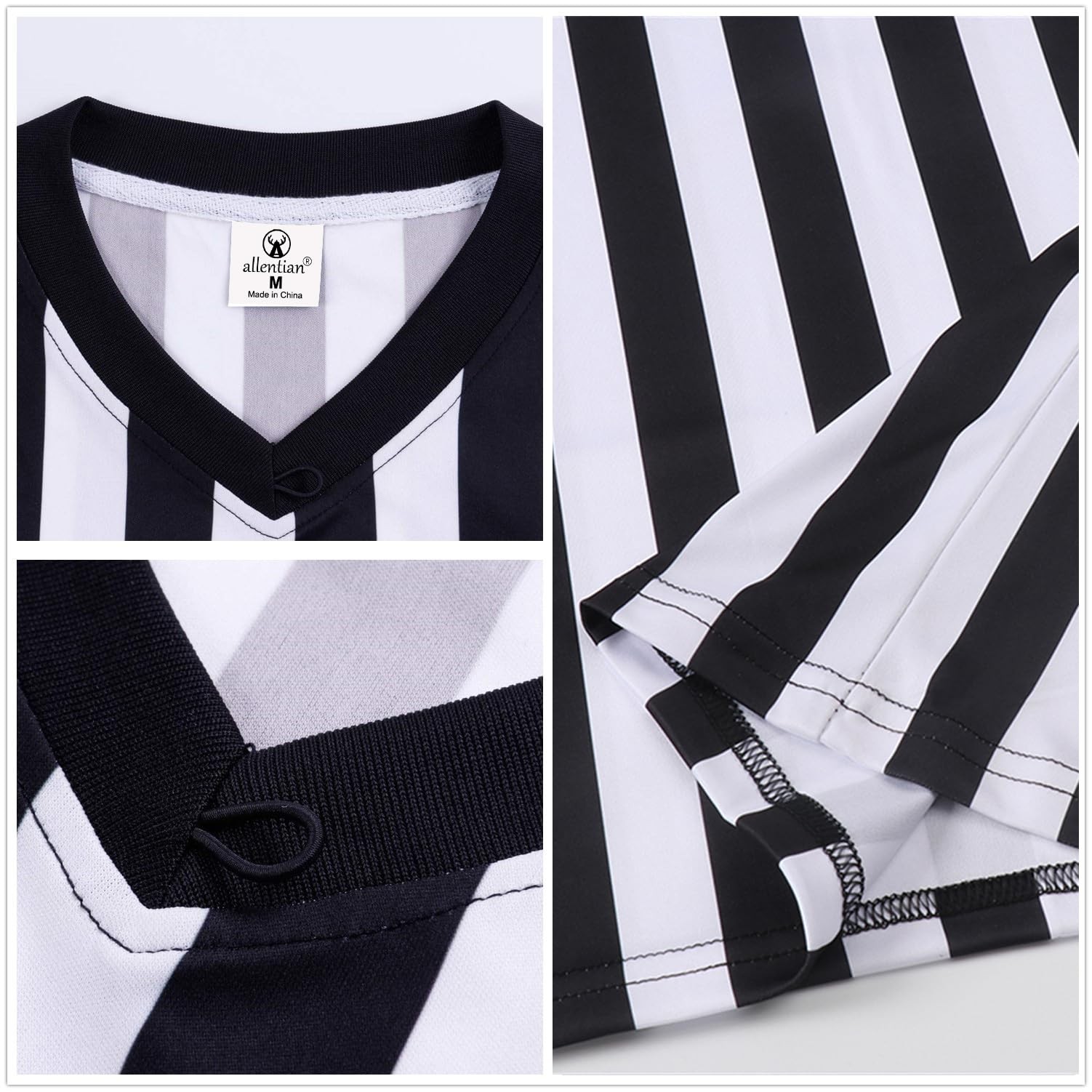 Men's Referee Shirt - Official Black & White Stripe Referee/Umpire Jersey – P...