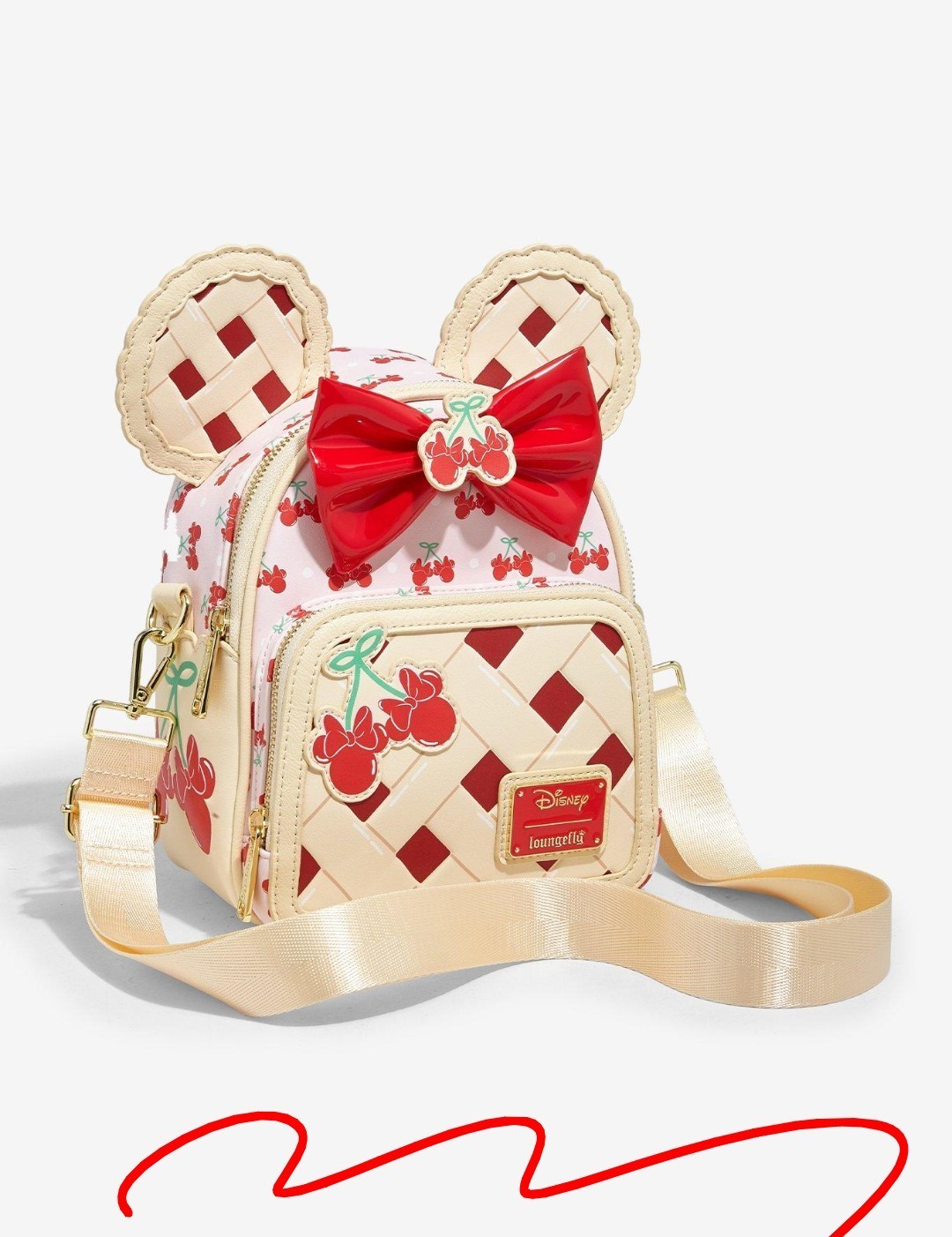 Loungefly Disney Minnie Mouse Cherry Pie Convertible Mini Backpack - NWT & Wrap