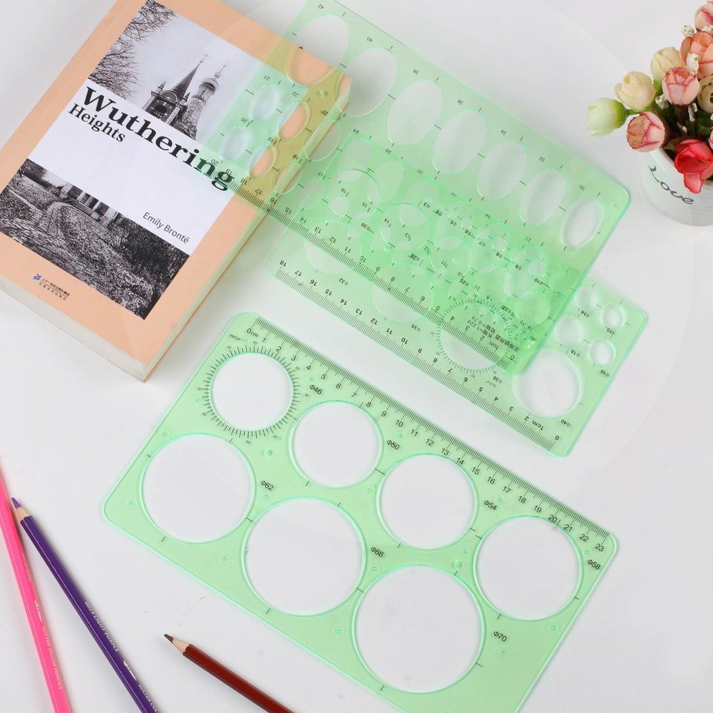 4PCS Circle Template, Plastic Circle and Oval Measuring Templates, Formwork D...