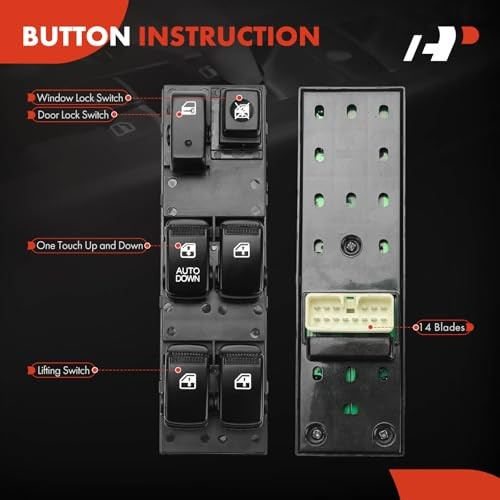 Master Power Window Switch Compatible with Kia Sportage 2005-2010, Front Left