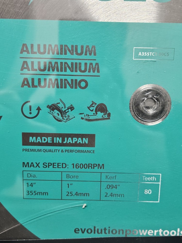 Evolution Power Tools Circular Saw Blade Carbide 14'' 80-Tooth Aluminum *READ*