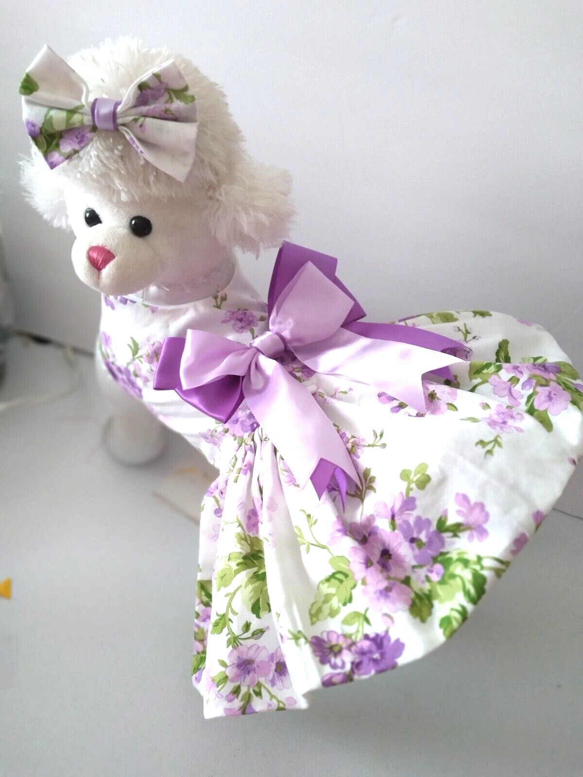 DOG HARNESS DRESS  LAVENDER FLORIA        NEW HANDMADE  FREE SHIPPING