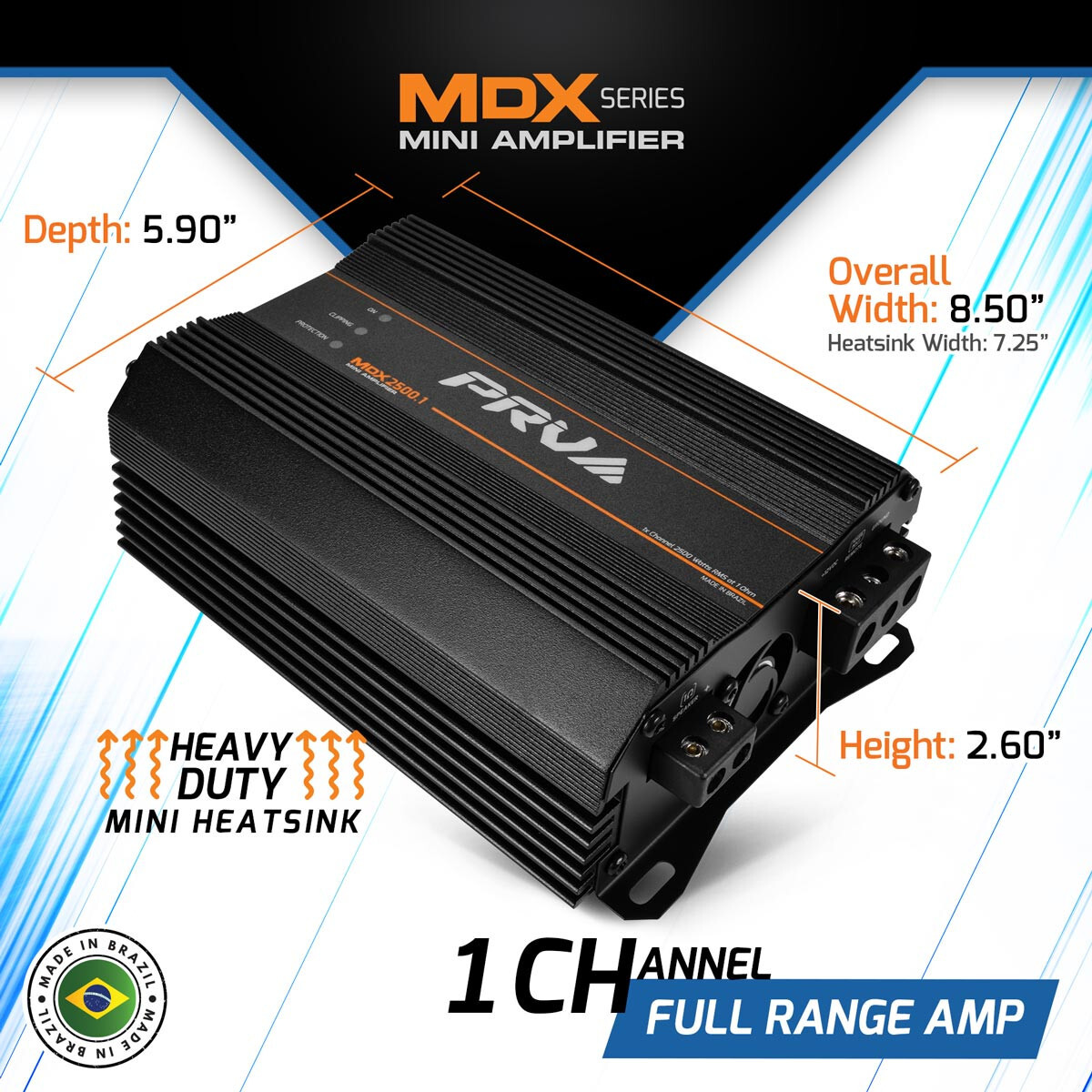 PRV Audio Mini Full Range Car Audio Amplifier 1 Ohm 2600 Watts MDX2500.1