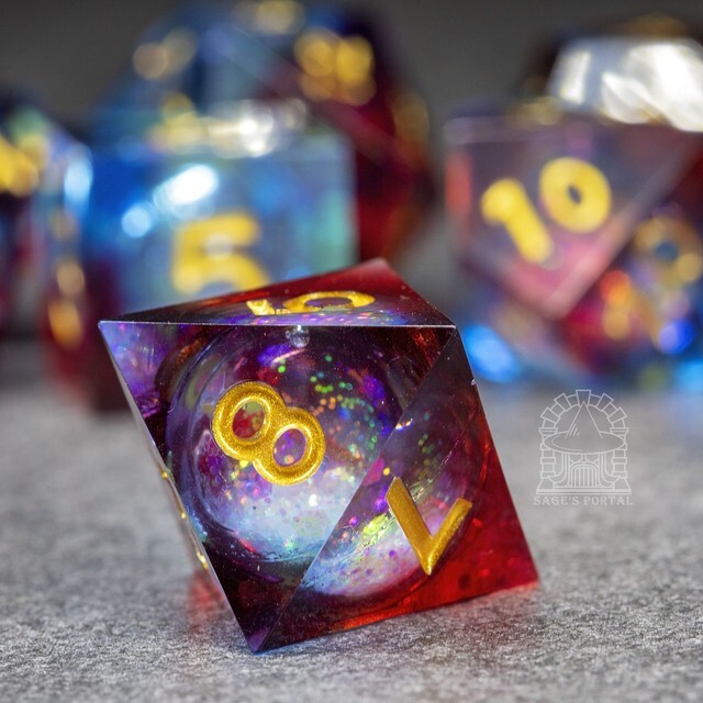 Sage's Spirits - Ember Spirits Liquid Core Sharp Edge Resin Dice Set
