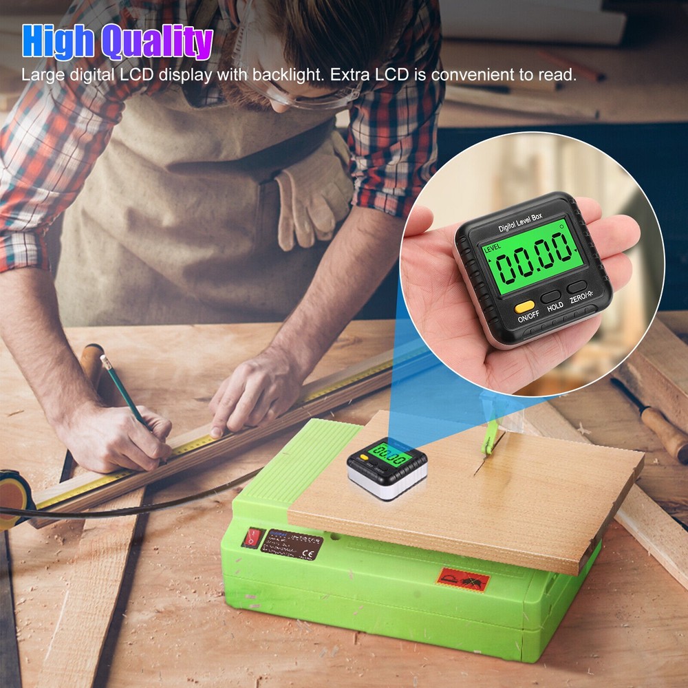 Portable 4*90° Magnetic LCD Digital Level Box Angle Bevel Finder Protractor