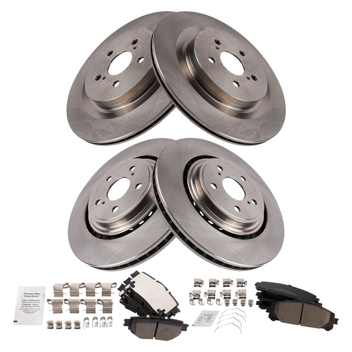 TRQ Front & Rear Brake Pad & Rotor Kit Ceramic Fits 2020-2021 Toyota Highlander