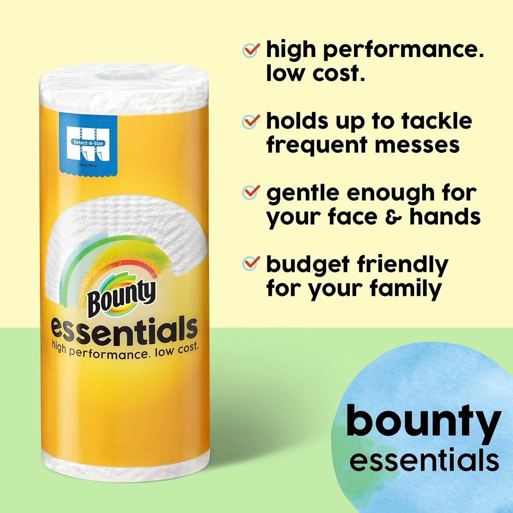 Bounty Essentials Select A Size Paper Towels, 2 Triple Rolls Equal 6 Regular