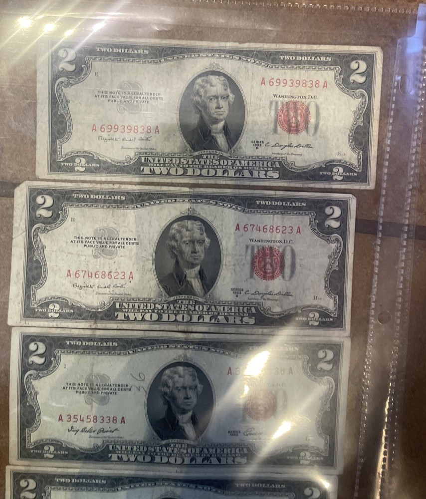 8- 1953 Jefferson $2 Bill Red Seal A-B