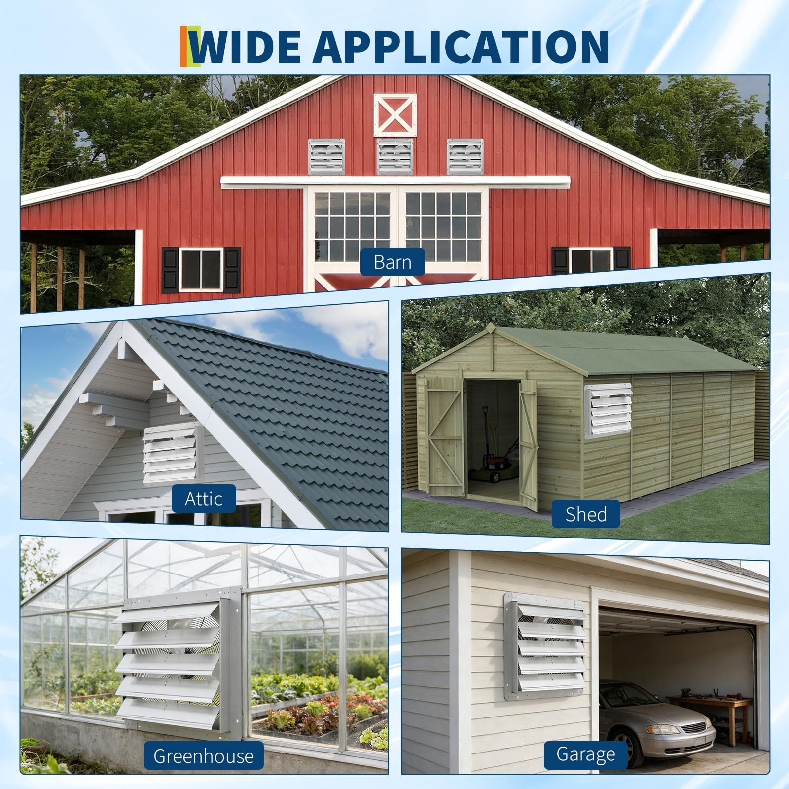 20 Inch Auto Shutter Exhaust Fan 3500 CFM Industrial Wall Mounted