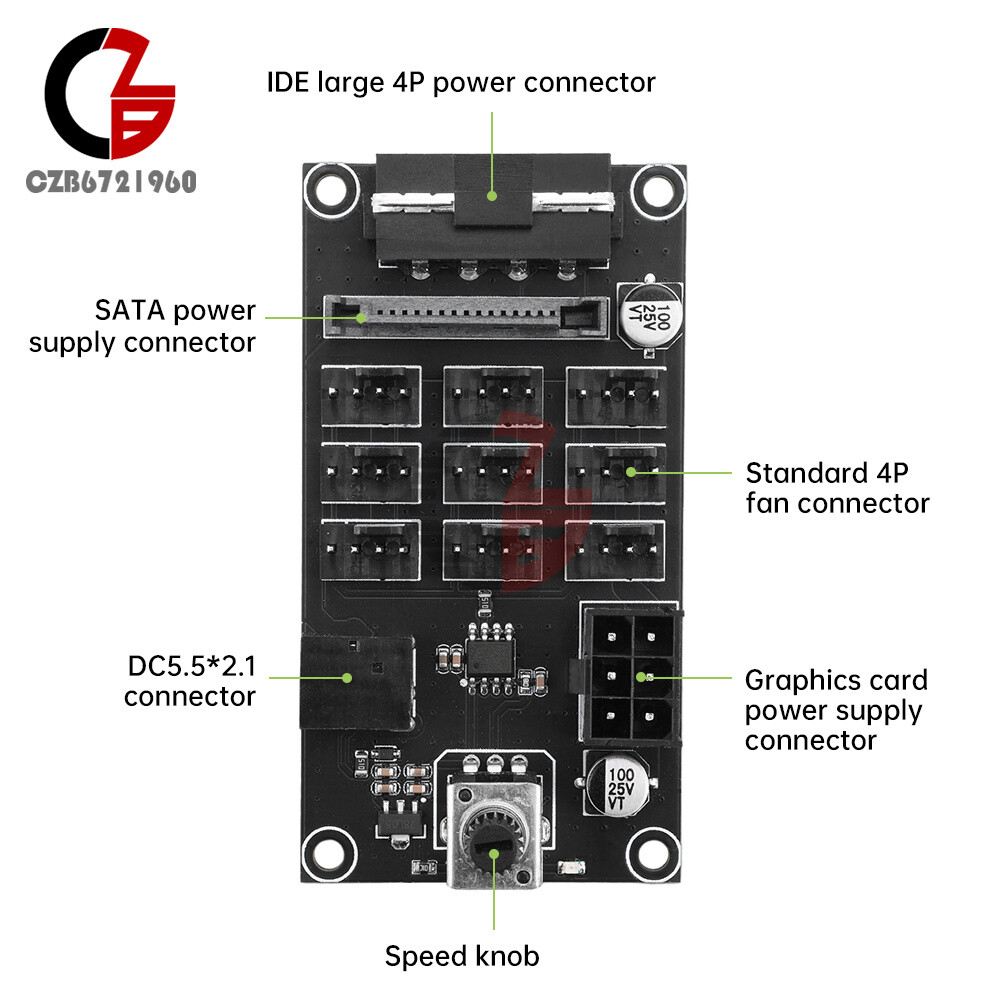 Computer Chassis PWM Violent Fan Speed Controller 9-Channel Fan Hub Controller