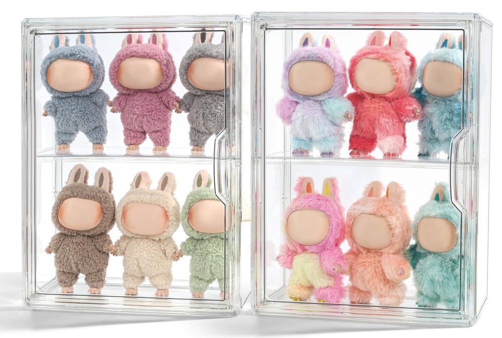 Display Case Compatible with Labubu POP MART, Acrylic Clear Display Box Shelf...