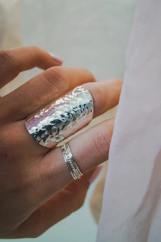 Boho Solid 925 Sterling Silver Band Ring Statement Ring Handmade Ring All Size