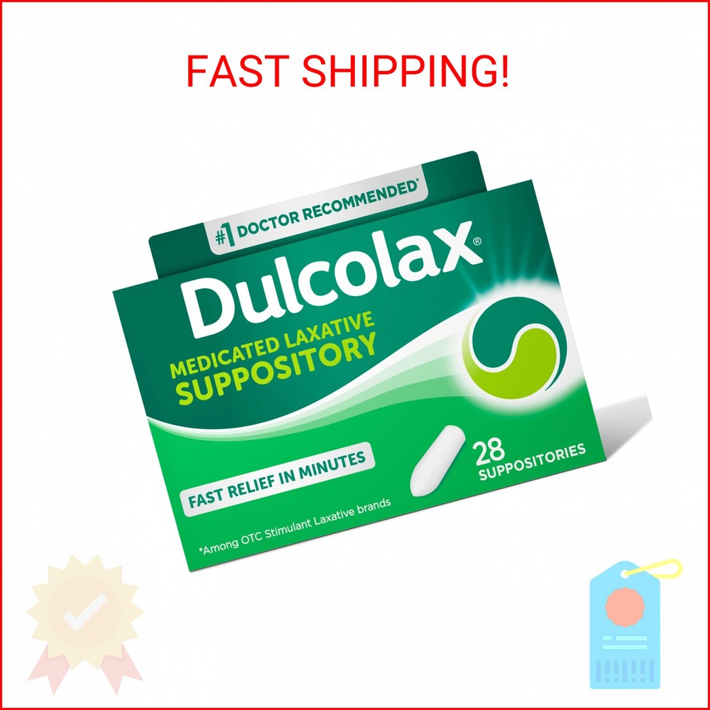 Dulcolax Stimulant Laxative Medicated Suppositories, Predictable & Effective Con