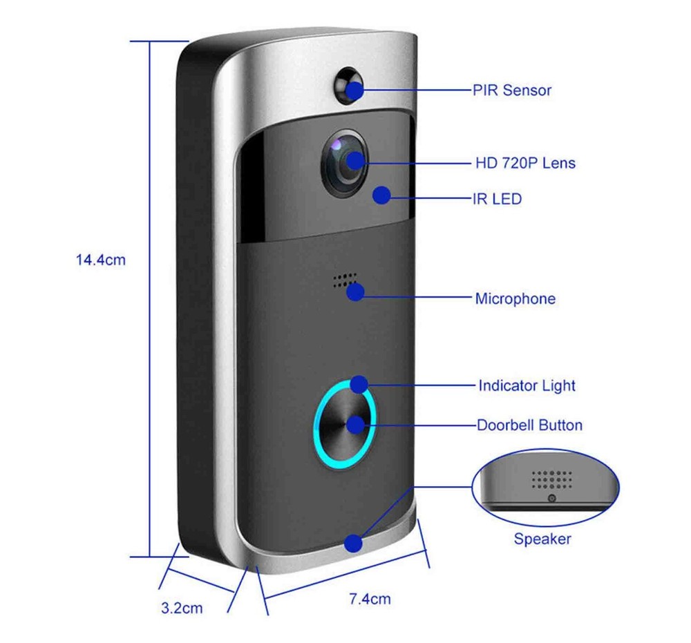 Wireless Doorbell Video Door Bell WiFi Smart Intercom Ring Security Phone Camera
