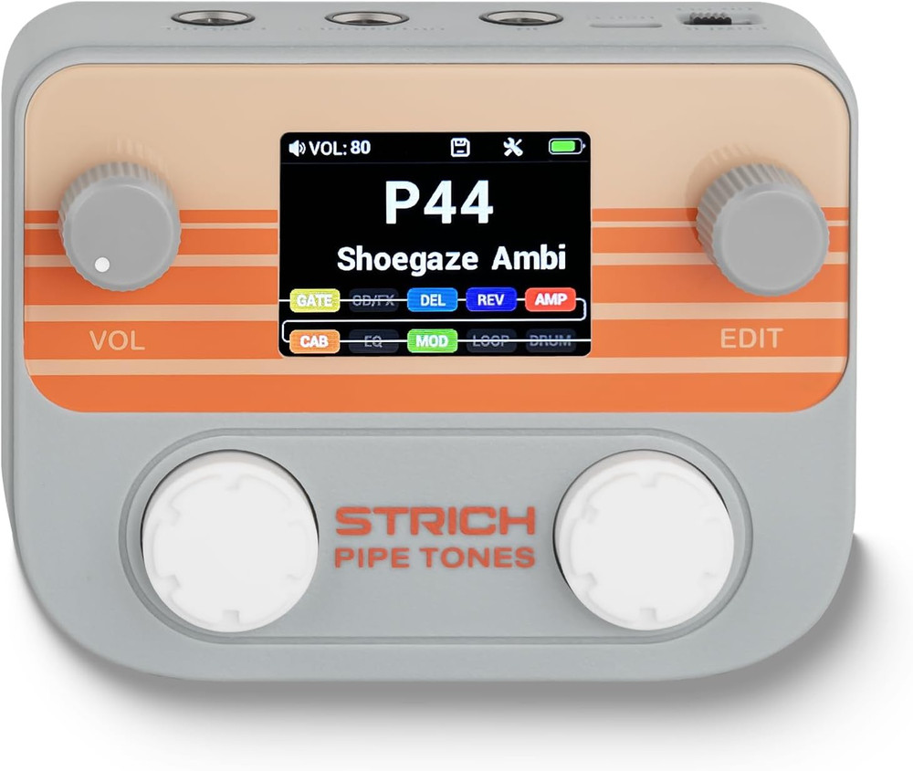 Pipe Tones Pocket Multi-Effects Processor for Guitar and Bass with 10 Effect Mod