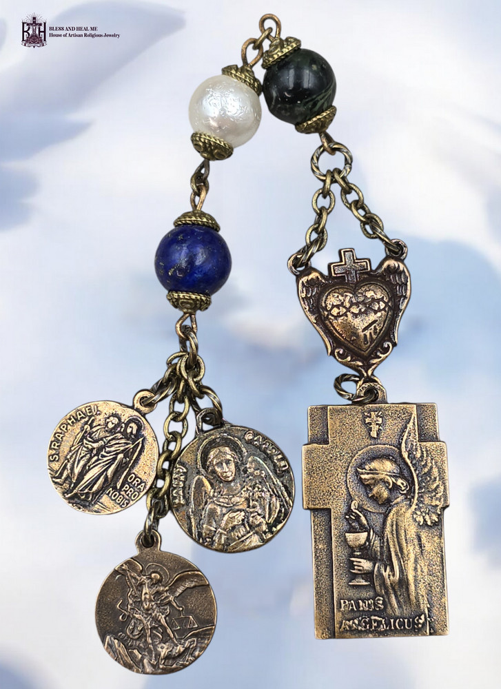 Archangels Michael, Raphael, Gabriel, Eucharist Heirloom Chaplet- Bronze|3 Beads