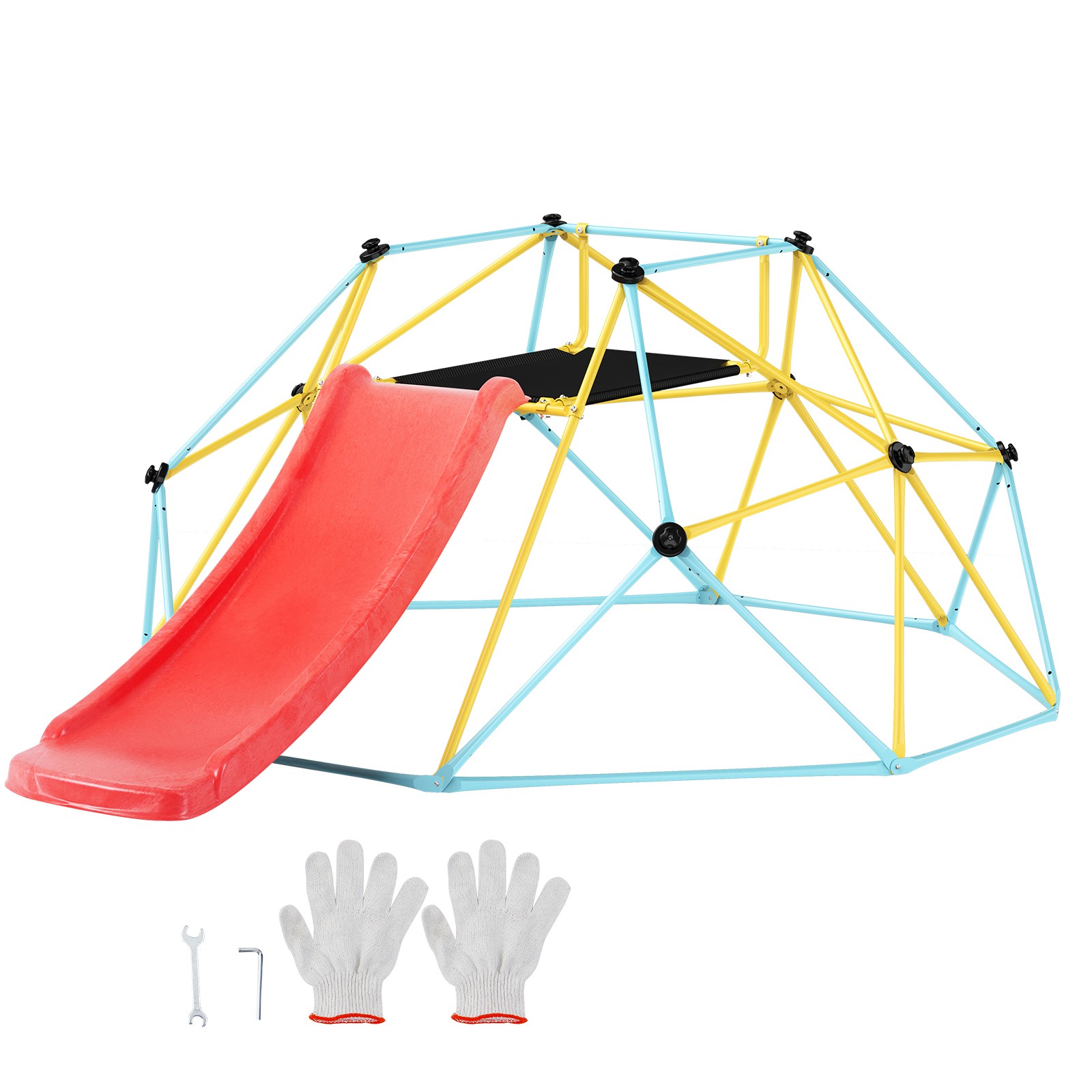 Climbing Dome 8FT Geometric Dome Climber with Slide Jungle Gym 3-9 Years