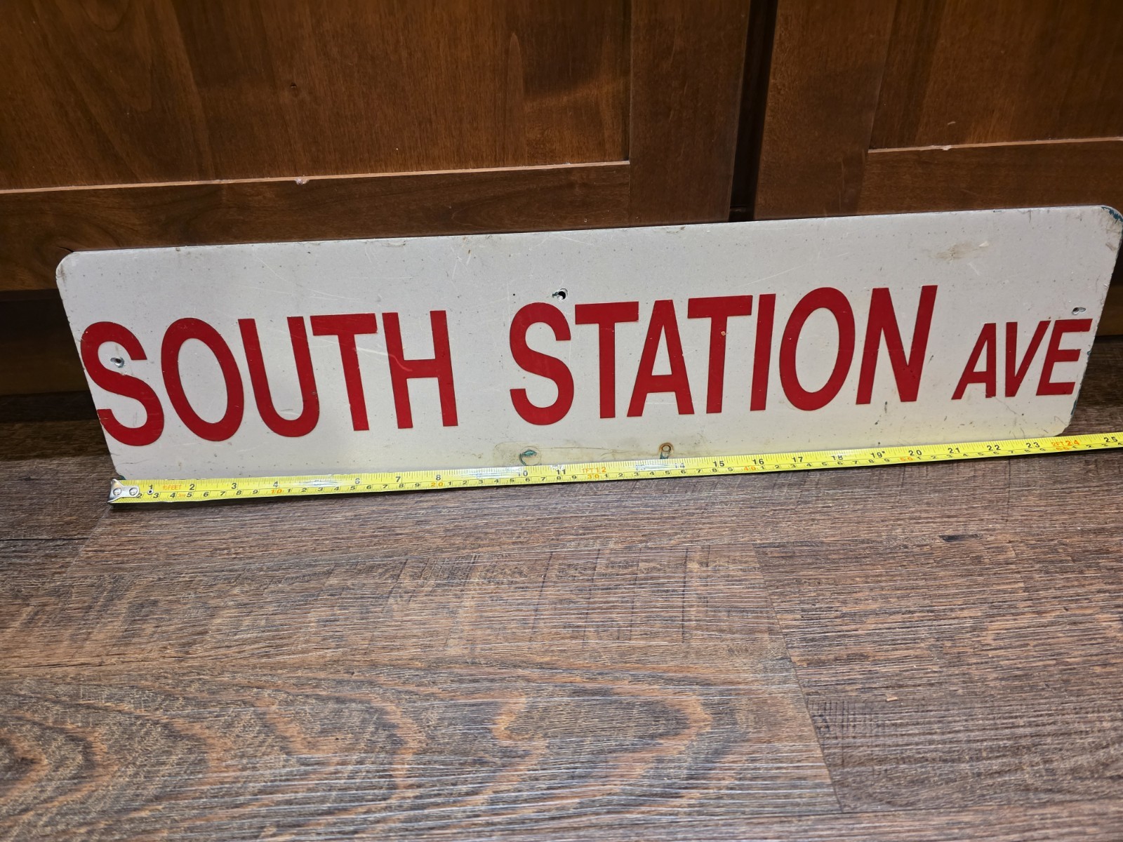 Vintage Boston South Station Ave Street Sign MBTA Railroad Transit History Hub