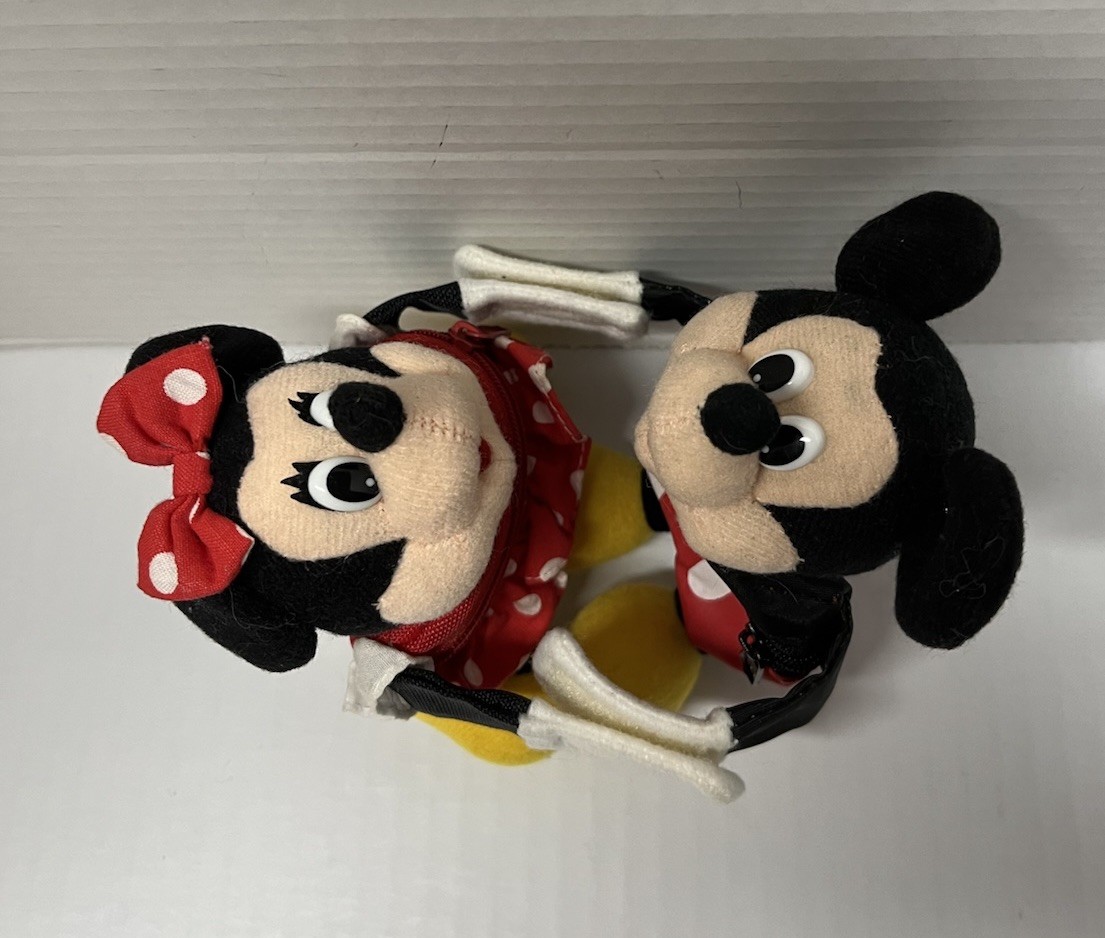 Disney Mickey & Minnie Plush Wrist Zippered Coin Purse Set D7