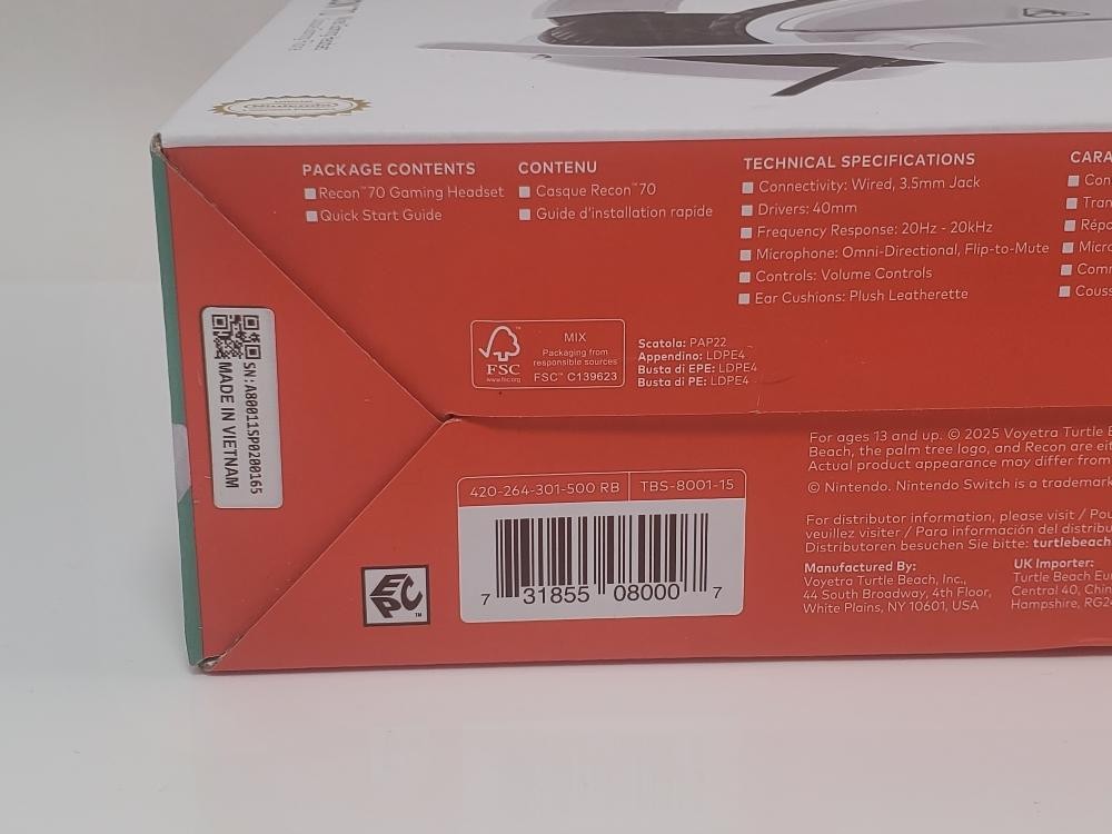 Turtle Beach Recon 70 Wired Gaming Headset Nintendo Switch