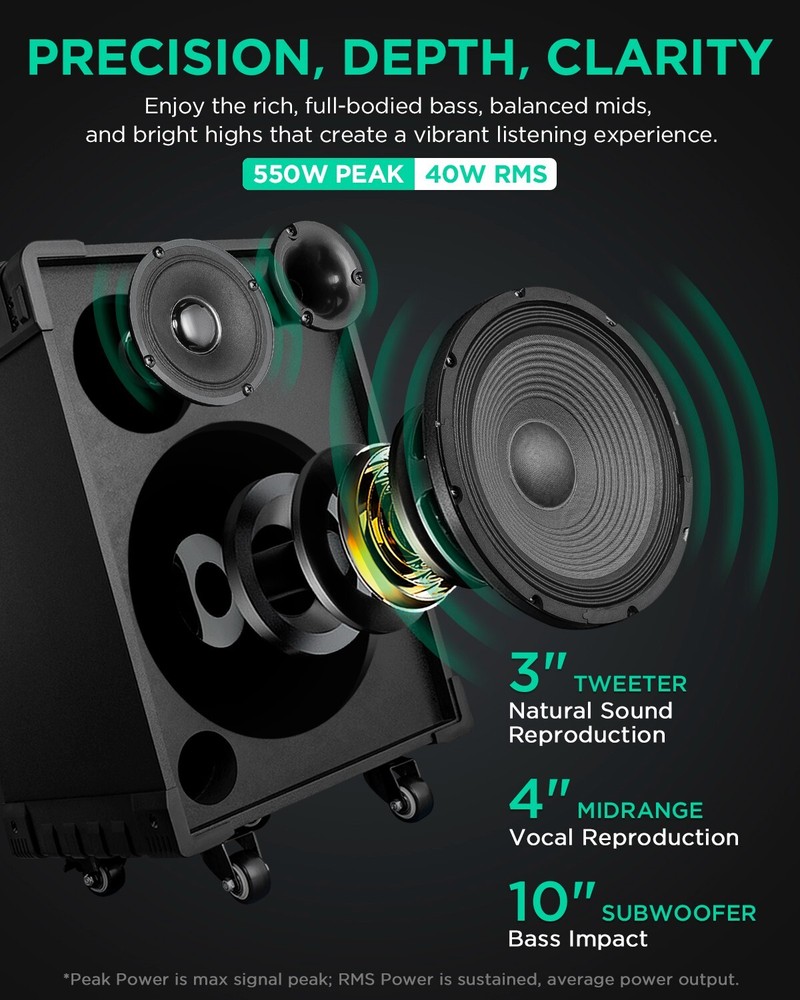 Karaoke Machine - Bluetooth Speaker with Wireless Microphone