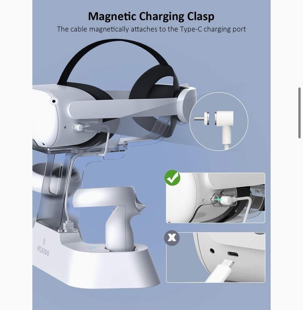 NexiGo S20 Enhanced Charging Dock for Meta Oculus Quest 2 Headset Controller