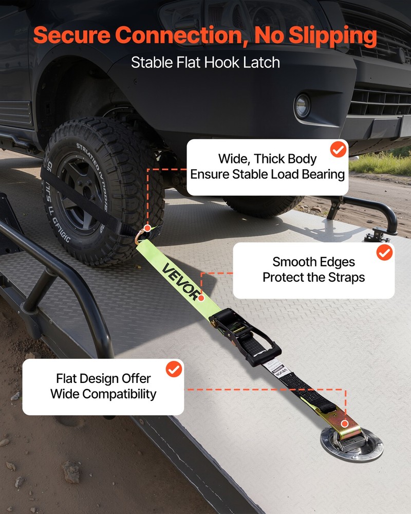 VEVOR Wheel Chock Tie-Down Kit with Flat Hook Break Strength 10009 lbs