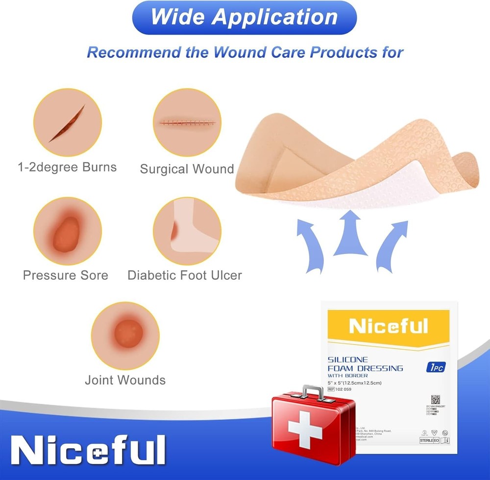 Large Silicone Dressing for Post-Surgery Care - 10 Pack