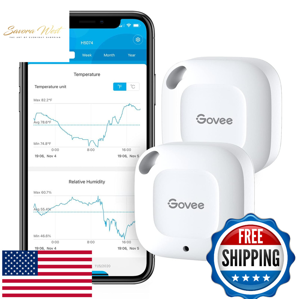 Govee 2-PACK Bluetooth Hygrometer Thermometer Wireless Humidity Sensor 262ft
