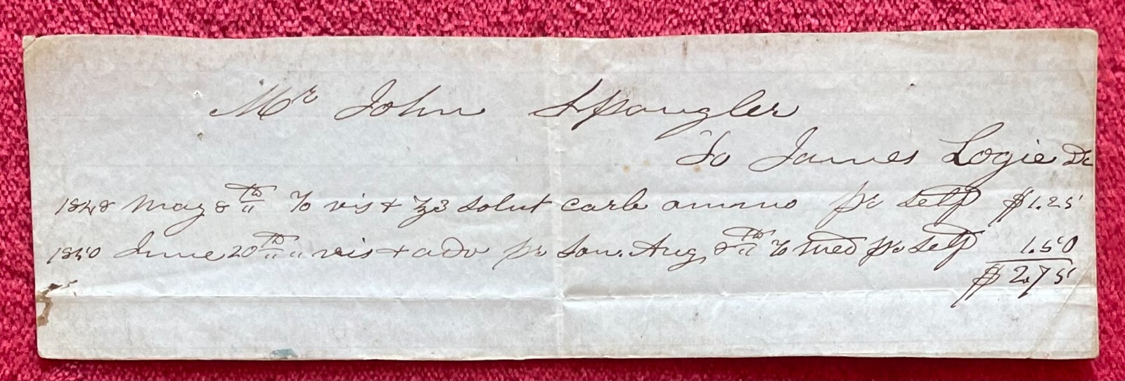 1832-1861 DOCTORS BILLS FOR DIFFERENT AILMENTS, TOOTH EXTRACTIONS & VACCINATIONS
