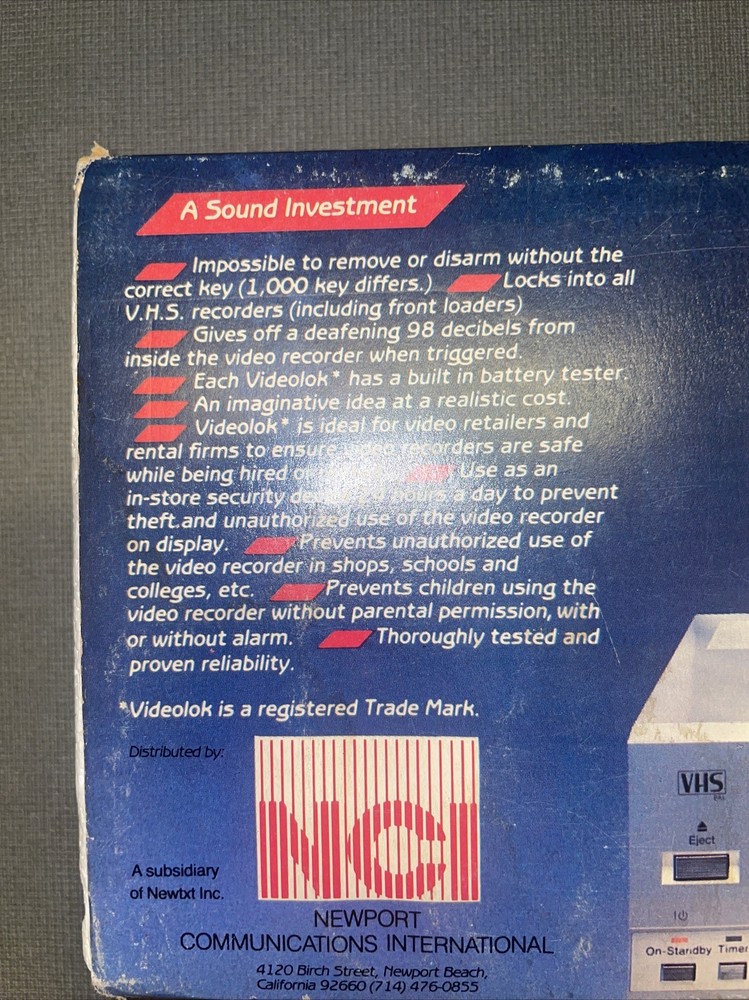 Betamax Videolok Ant Theft Device NCI Electronics Security Device Complete