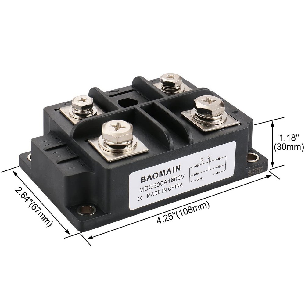 Baomain Bridge Rectifier MDQ-300A Full Wave Diode Module Single Phase 300A 1600V
