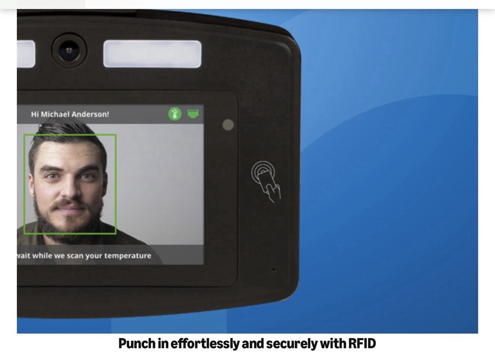 uAttend DR2500 Biometric Time Clock Facial Recognition RFID Temp Reader Cloud