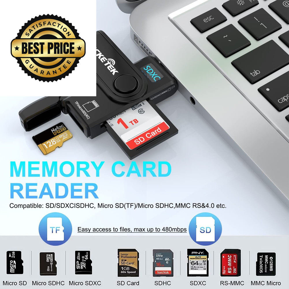 USB 3.0 SD Card Reader, Rocketek 2 Slots Memory Reader card reader