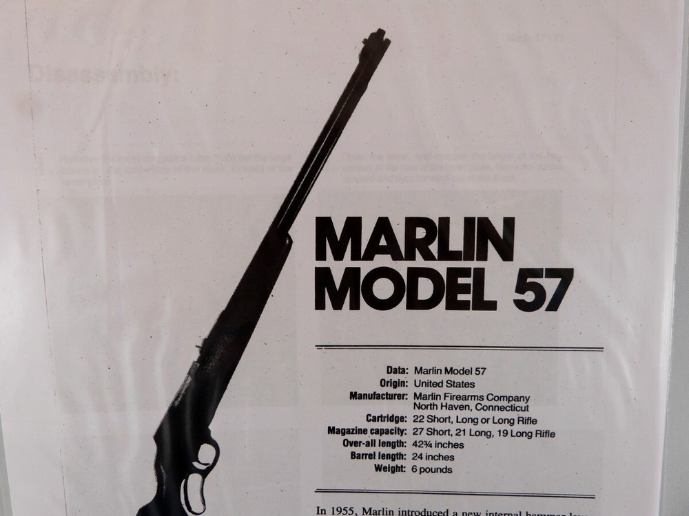 MARLIN MODEL 57 RIFLE BREAK DOWN INSTRUCTION KIT