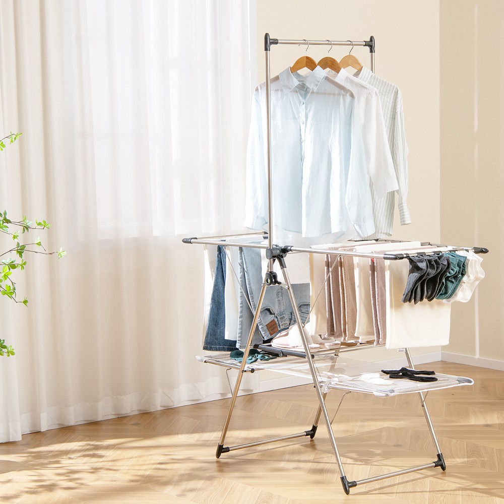 2-Tier Folding Clothes Drying Rack Laundry Drying Rack Laundry Drying Rack Metal
