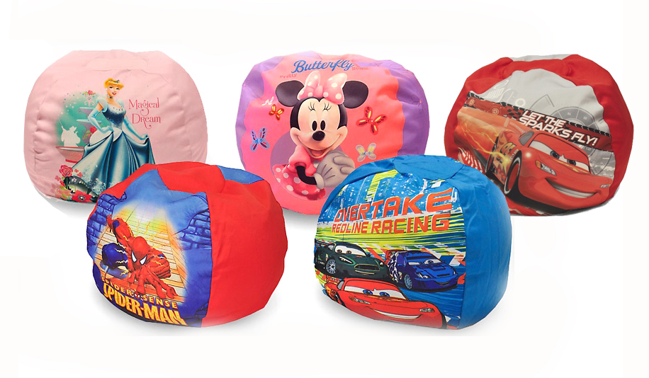 Disney Character Kids Round Bean Bag Chair - Toddlers, Filled in USA