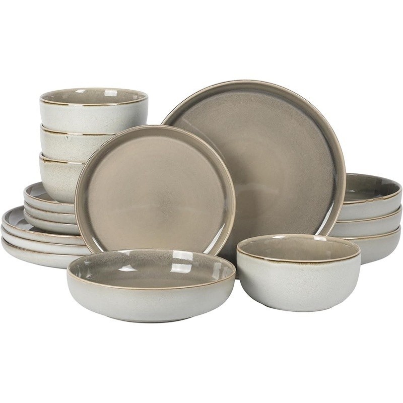 Stoneware Dinnerware Set 16pcs Includes Plates Bowls Gift Ready Durable Kitchen