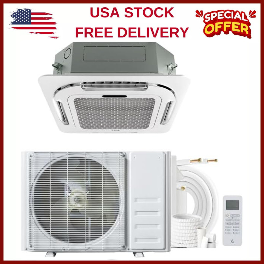 ⭐9000 BTU Ceiling Cassette Mini Split AC Cooling&Heating Ceiling Air Conditioner